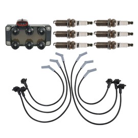 TRQ Ignition Kit Ignition Coil Spark Plugs Spark Plugs Wire Set Compatible with 1998-2000 Ford Ranger Mazda B3000