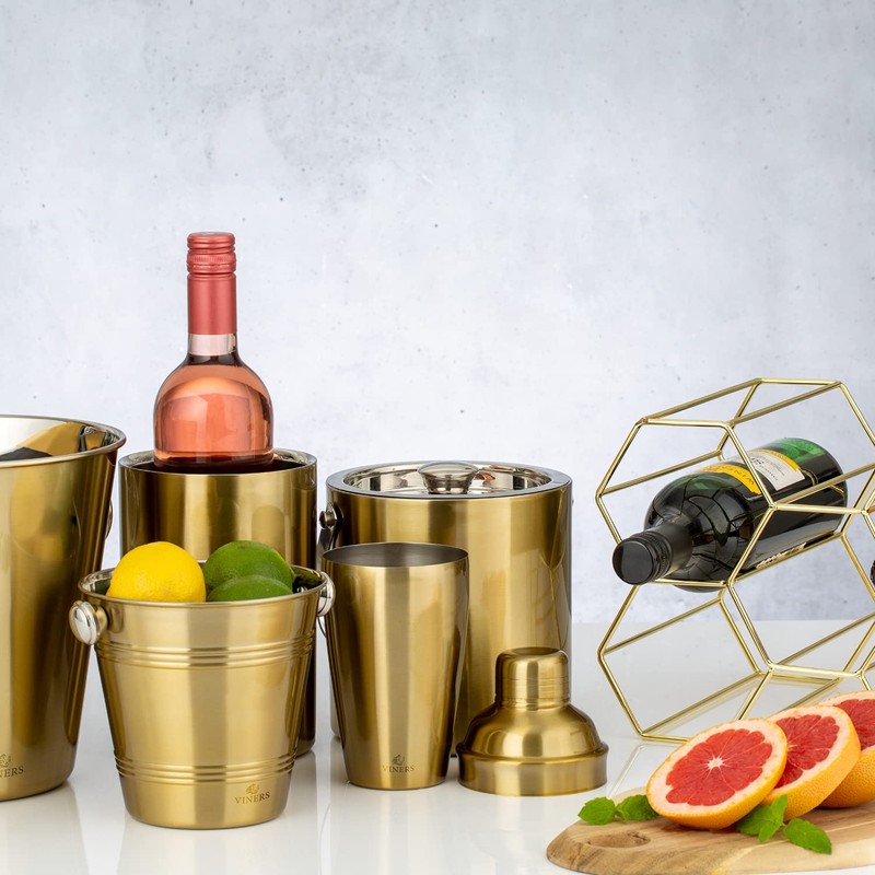 Viners Barware Gold Double Wall Ice Bucket, 1.5 L