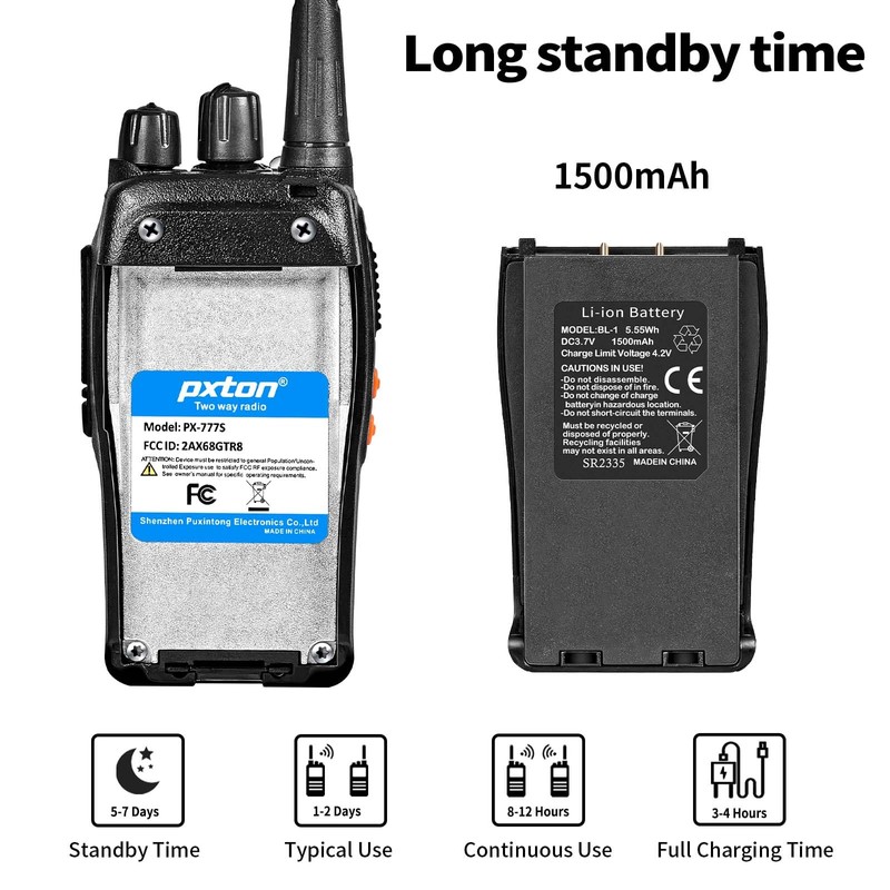 pxton 777S walkie talkies Long Range for Adults Rechargeable with