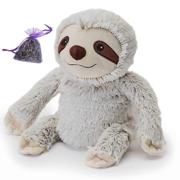 Warmies Intelex Microwavable Toys Puppy Sloth Elephant Hippo Heatable Warmer Soft Comforter Plus Lavender Filled Mini Bag (Marshmallow Sloth)