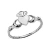 Dainty Sterling Silver Claddagh Rope-Style Ring (Size 7)