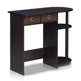 Furinno Go Green Home Laptop Notebook Computer Desk/Table, with 2 Bin Drawers, Dark Walnut
