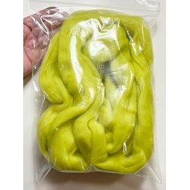 LM010-100 MOREZMORE Wool Roving for Needle Felting 100g 3.5 Ounce NEON Green Yellow Merino 100% Wool Fine Grade
