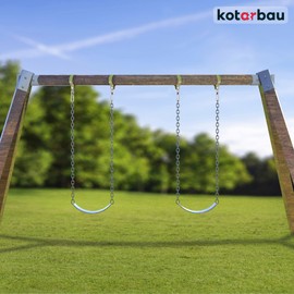 KOTARBAU® Swing Hook 120 mm Round Wood Carabiner Hook Swing Clamp Hammock Attachment Swing Hook for Swing Hook Swing Suspension Attachment Yellow Galvanised