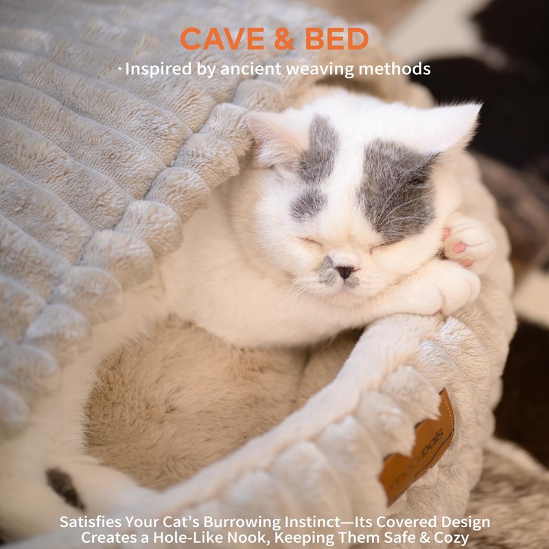 CHEERPALS Cat Bed Cave for Indoor Cats, Washable Round Cat