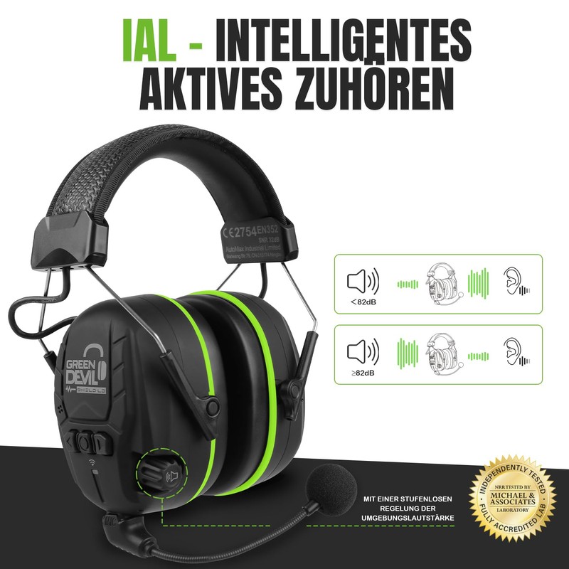 GREEN DEVIL Shield LD Active Hearing Protection - Electronic Hearing