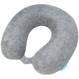 Bliss Neck Pillow - Lightweight U-Shaped Memory Foam Travel Neck Pillow with Snap Closure for Airplanes, Traveling, Offices, Cars, Size One Size, Grey Terry