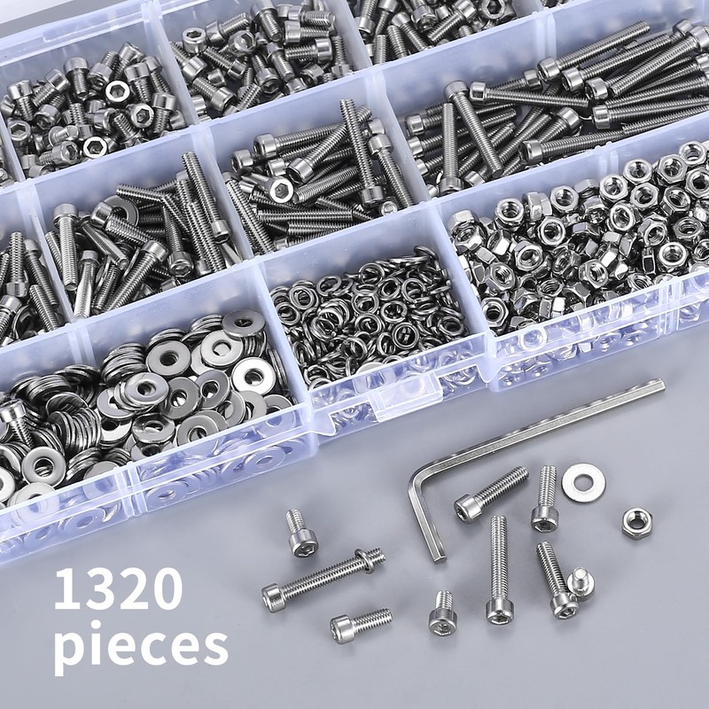 Screws Nuts Assortment Set, Hexagonal Button Cylinder Screws with Hexagon