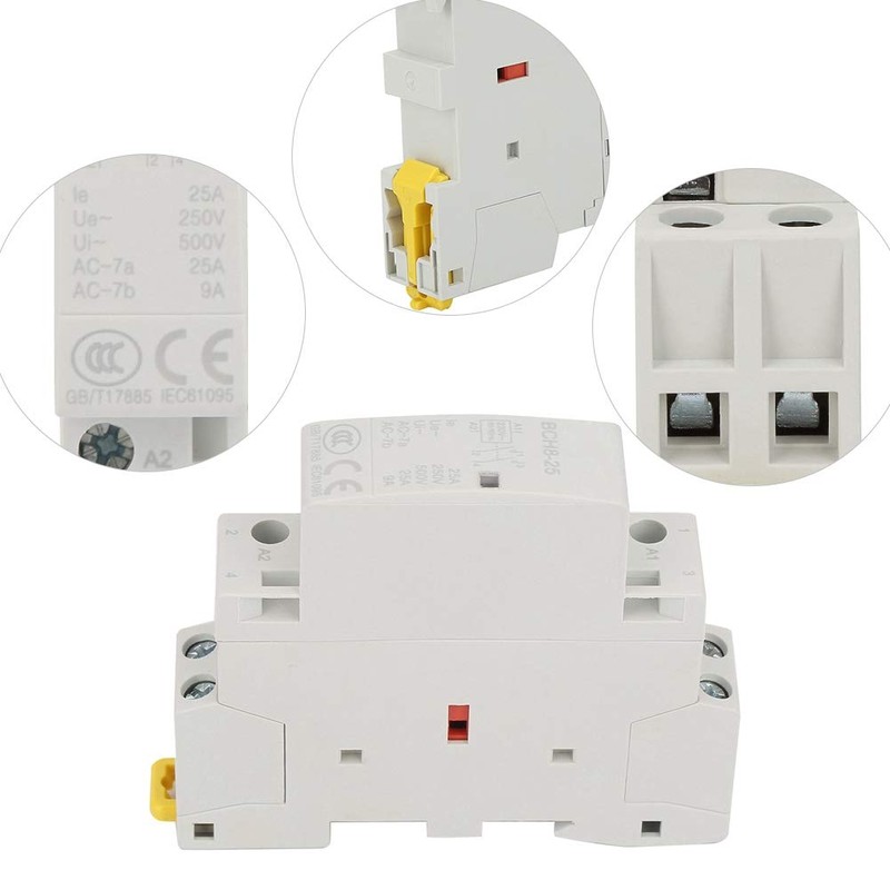 2P 25A AC Contactor, 220V/230V 2NO 50/60HZ DIN Rail Household
