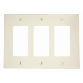 Leviton 3-Gang Decora/GFCI Device Wallplate, 80611-T, Light Almond