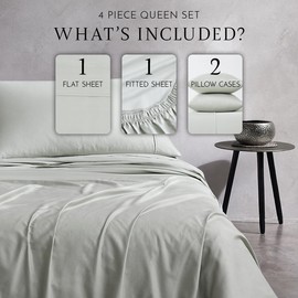 Linen Closet Smart Sleep 4-Piece Sheet Set with Graphene Carbon Technology, Queen, Sage