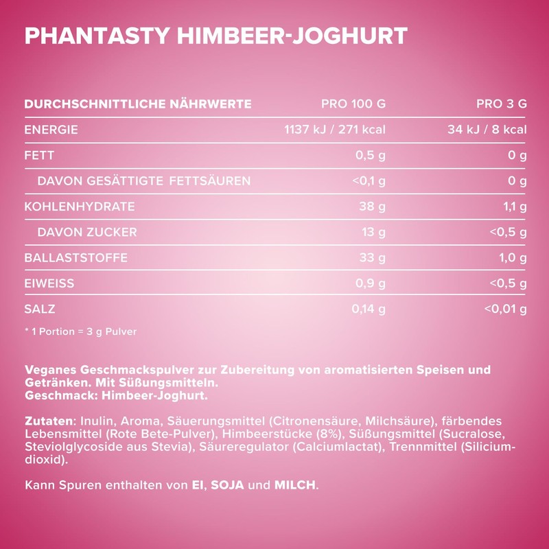 IronMaxx Phantasty - Raspberry Yogurt 250g Dose | Veganes Geschmackspulver