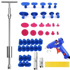 BxuxJar Paintless Dent Puller Slide Hammer, 2 in 1 Paintless Dent Removal Tools with 22 Suction Dent Puller 2 Stainless Steel Grooves 4 Puller Lines, 100W Hot Melt Glue Gun and 5 Glue Sticks