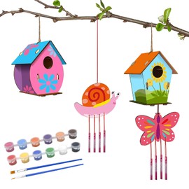 Pack of 2 Bird House Building Kit Children | DIY Wooden Craft Set for Painting | Bird House Kit Craft Set Children 4 5 6 Years and Older | Gift Idea for Boys and Girls for Easter, Birthday & Spring