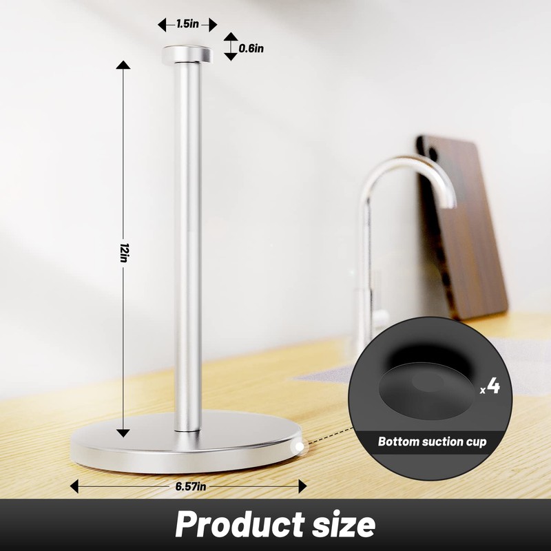 VEHHE Paper Towel Holder Countertop, Single Hand Operable Paper Towel
