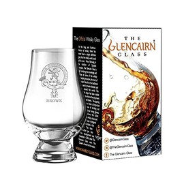 Clan Crest Brown Engraved Glencairn Whisky Glass in Gift Carton