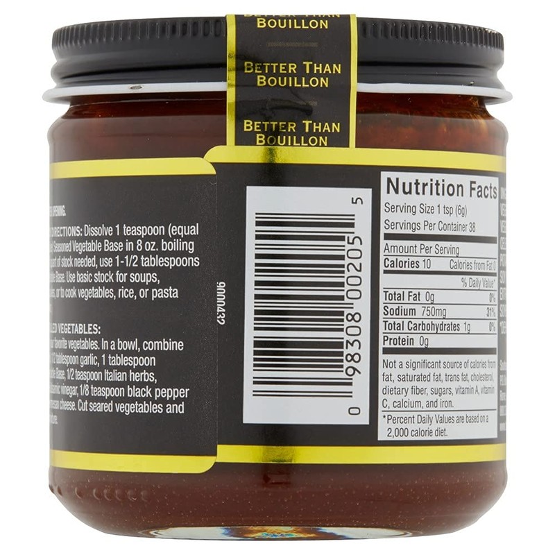 Better Than Bouillon Premium Seasoned Vegetable Base, Blendable Base for