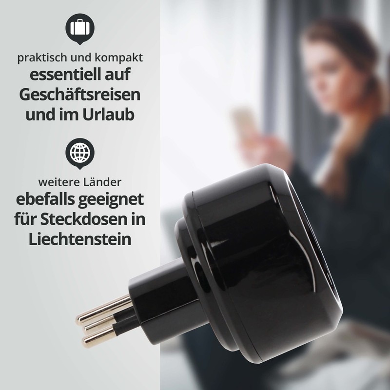 Set of 4 LED Universum travel adapters for earthing contact/Euro