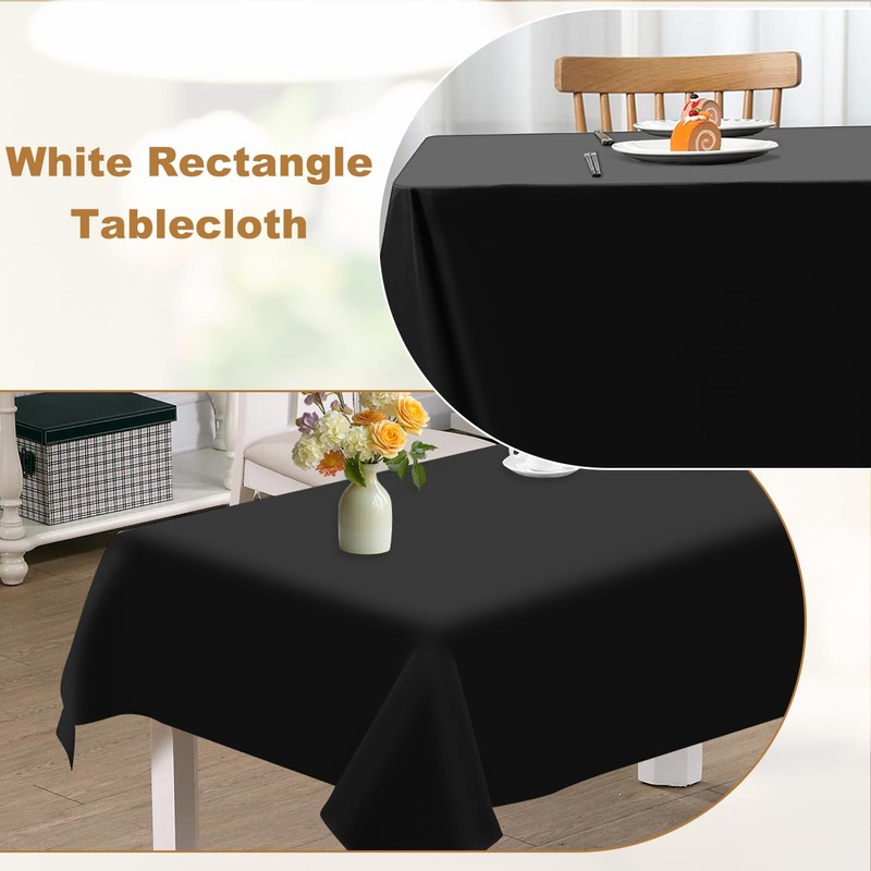 Incisite 2 Pack Black Tablecloth, 259x147cm(58.7x102In) Polyester Table Cover for