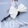 Jugielu Bow Satin Hair Clip White Silk Ribbon Bow Clips
