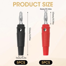10 Stück Bananenstecker 4mm Hochstrom, 20A Bananenstecker Lautsprecher, Schraubentyp, Stapelbar, Lötfrei, Rot und Schwarz, für Kabel Boxen Endstufen AV-Receiver HiFi Stereoanlagen