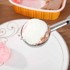 CHEFZOCO Ice Cream Spoon, Ice Cream Scoop, Ice Cream Scoop with Trigger Kitchen Accessories, Dishwasher Safe, 5 cm Ball Diameter, Stainless Steel