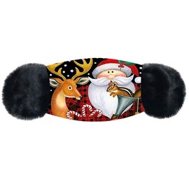 Lovogue Winter Warm Face Mouth Cover Earmuffs Christmas Santa Claus Fuzzy Bandanas Face Covering Ear Warmer Windproof Anti Dust for Women Men Girls (Style A)