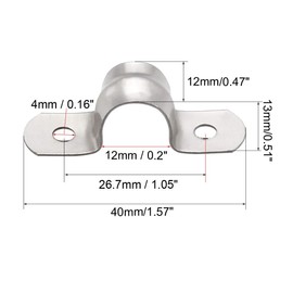TA-VIGOR 10Pcs Rigid Pipe Straps, 12mm 2 Holes Stainless Steel Tension Tube Clip Clamp, Heavy Duty Conduit Clamps for Pipe Tube Wire Fixing, Laying Plumbing, Electricity, Exhaust