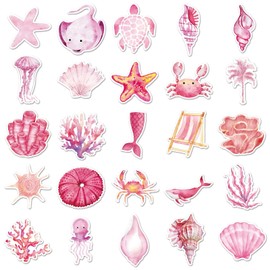 50 Packs Ocean Stickers Water Bottles Laptop Phone Motorcycle Computer Guitar Skateboard Hydroflasks Sea Vinyl Sticker Waterproof Aesthetic Trendy Decals for Teens Girls Adults