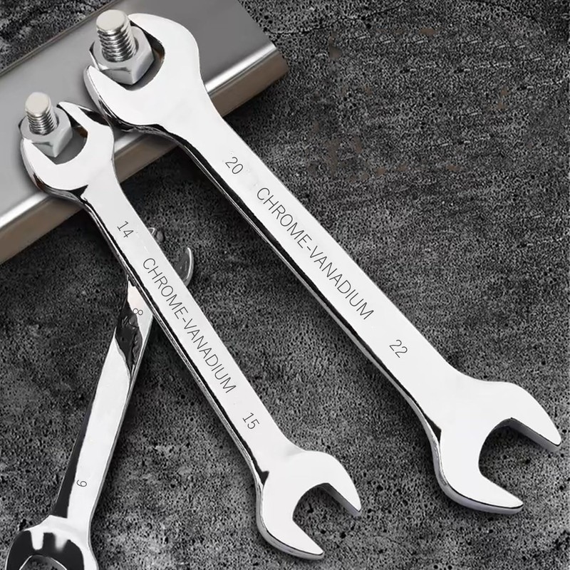 FLZOSPER 24mm×27mm Super-Thin Open End Wrench，Metric Slim Spanner，Flat Head Chrome