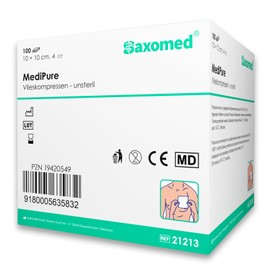 Saxomed Kompressen 10x10 unsteril - 100 St??ck unsterile Vlieskompressen - Wundauflage nicht haftend - Wundkompressen Gaze Verbandsmaterial