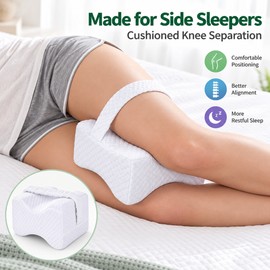 Memory Foam Knee Pillow for Side Sleepers – Adjustable Strap Leg Support Pillow for Bed, Home & Travel