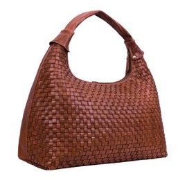 ANTONIO VALERIA Addison Braided Redwood Leather Tote Bag for Women