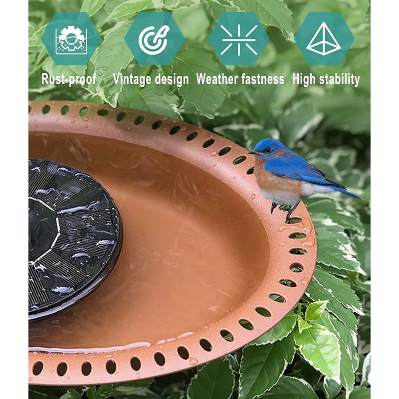 Garbuildman Extra-Large Freestanding Birdbaths Bowl, Detachable Decoration Spa with Metal