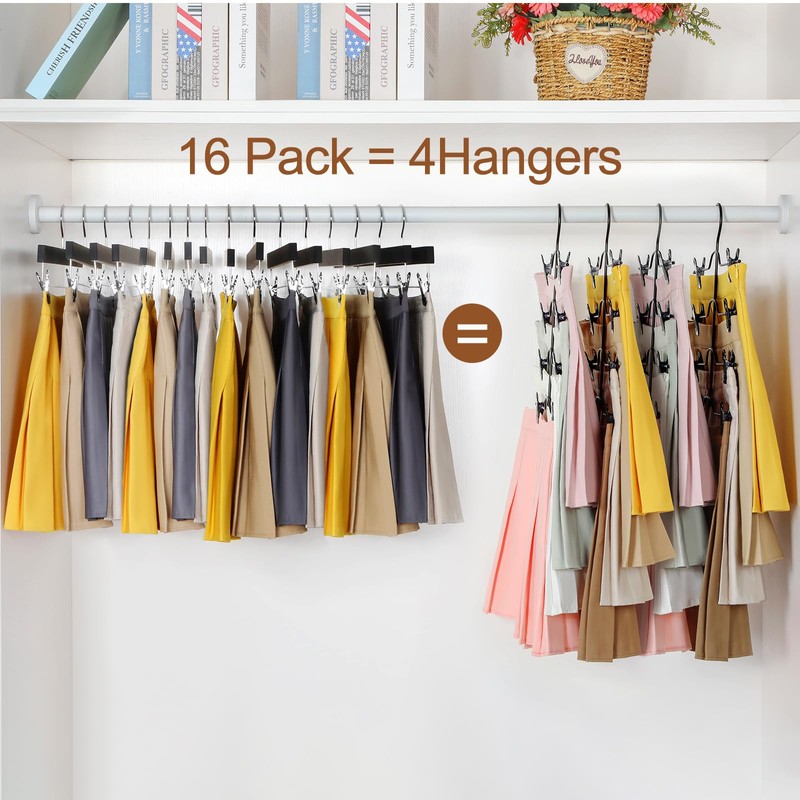 TOPIA HANGER 4 Tier Black Skirt Hangers for Women, Pants