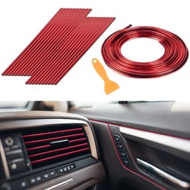 Red Car Accessories - 20PCS Air Conditioner Decoration Strip and 33Ft Car Interior Trim with Installing Tool DIY Flexible Car Accessories Interior Suitable for Most Vehicles