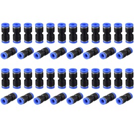 6mm Quick Fitting, 1/4” OD Push to Connect Pipe Tube Straight Fittings, Pneumatic Air Line Connector 40Pcs