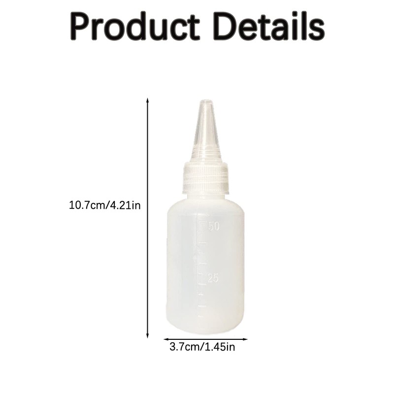Small Squeeze Bottles, 4 PCS 50ml Tip Applicator Bottle Mini
