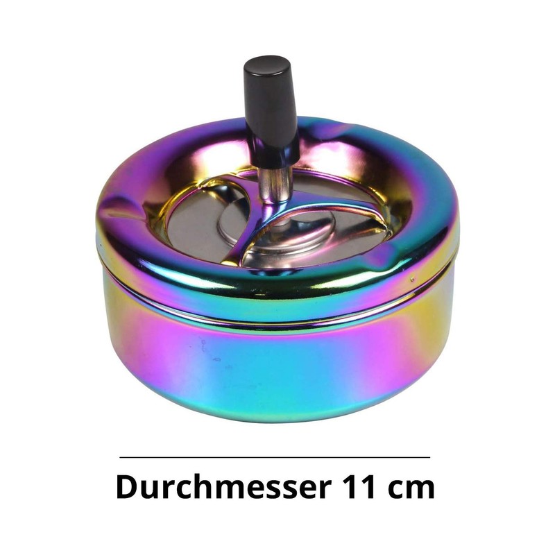 kogu Rotating Ashtray in Rainbow Design, Colourful Shiny, 11 cm