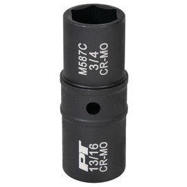 Performance Tool M587C 1/2-Inch Drive Flip Socket - Universal Design for Lug Nut Removal and Installation on Cars, Trucks, and SUVs