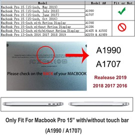 RUBAN Case for MacBook Pro 15 inch 2019 2018 2017 2016 Release A1990/A1707 with Touch Bar, Plastic Hard Shell Cover, Crystal Clear