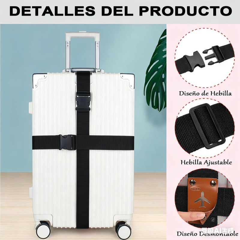 Correas para Equipaje, Juego de 4 Piezas con Cerradura de