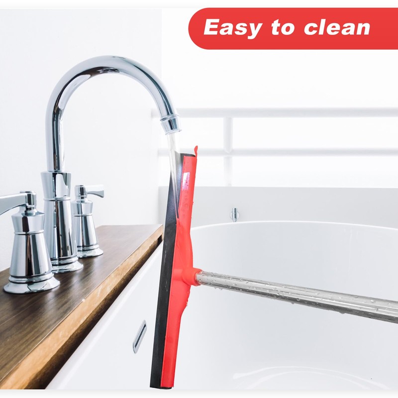 Floor Squeegee Scrubber Adjustable & Detachable Stainless Steel Handle Heavy