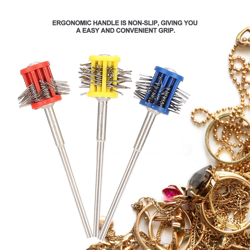 3Pcs Metal Texturing Brush Polishing Jewelry Rust Cleaning Wire Brush
