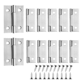 12 PCS 2 inches High-end Stainless Steel Mini Small Hinges with 48 Screws, Suitable for DIY Wooden Boxes, Small Cabinets, Jewelry Boxes Flat Hinges, Furniture, Woodworking Craft Project, Silver
