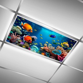 ZiKiLXU 2 Pack Fluorescent Light Cover for Ceiling Light Classroom-Abyssal Fish Magnetic Light Cover Fluorescent Light Shade Panel, Decorative Film Filter for Reducing Harsh Glare Home Decorations