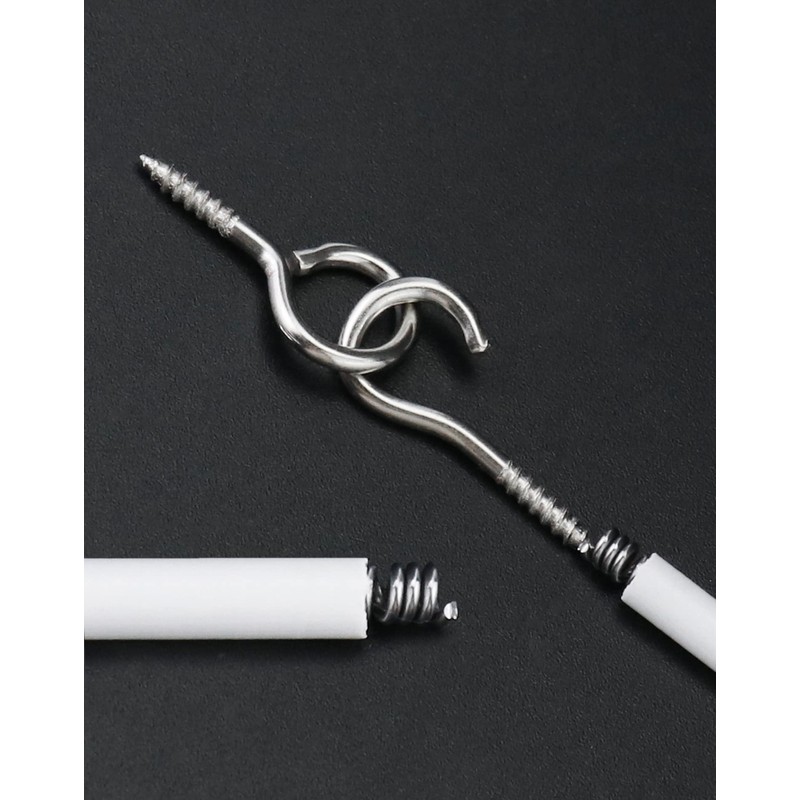 QWORK® 5 m curtain wire, white, curtain rope, plastic coated