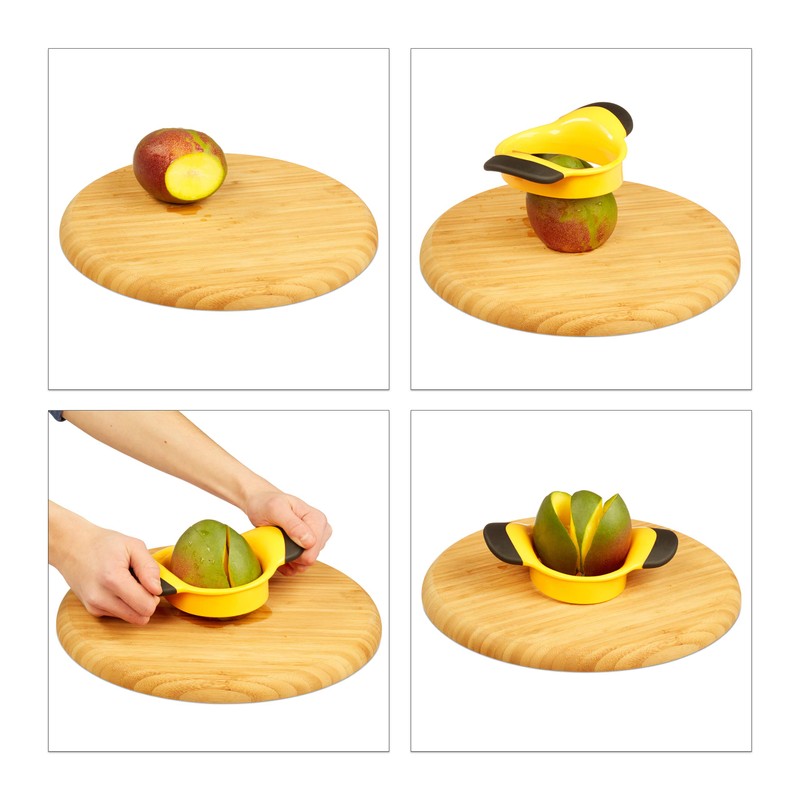 Relaxdays Mango Slicer, Split & Core Mangos, Non-Slip Handles, Stainless
