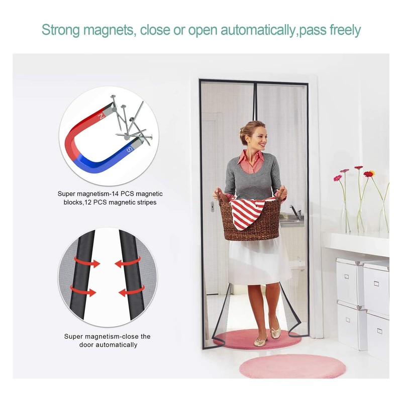 MYCARBON Magnetic Fly Screen Door, Upgrade Enhanced Screen Mesh, Powerful