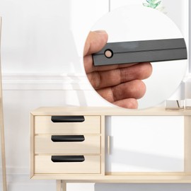 LAMXD 2 PCS Black Cupboard Handles 150mm Furniture Cabinet Handle Drawer Pulls for Home Kitchen Door Drawer Cabinet Modern Hidden Drawer Pulls(128mm Hole Spacing)